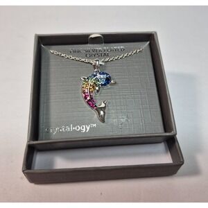 Rainbow Crystal Dolphin Necklace Crystalogy Fine Silverplated Crystal